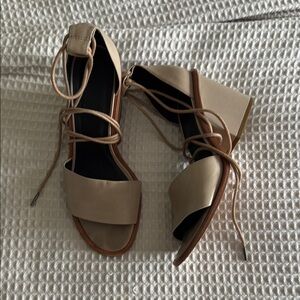 Elegant Beige Lace-Up Sandals